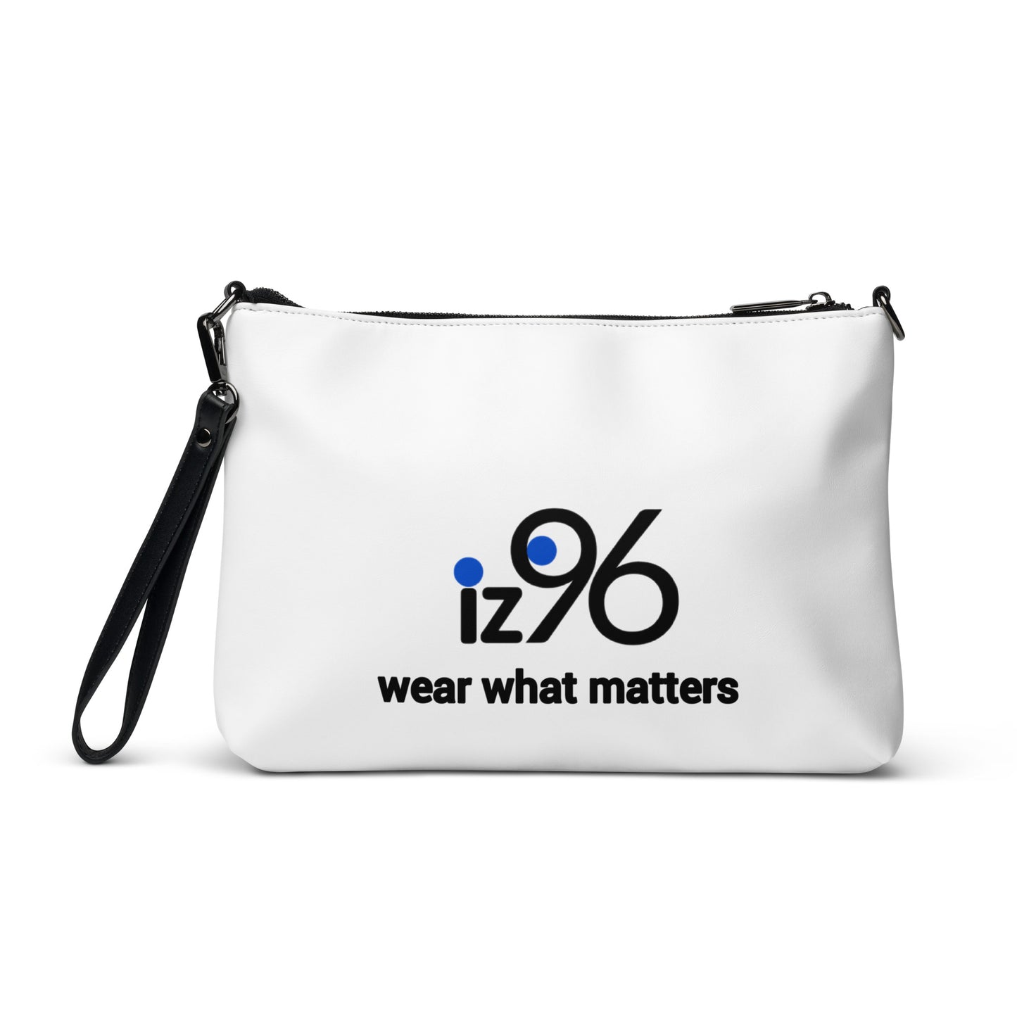 White bag with 'iz96' logo and 'wear what matters' text on a white background