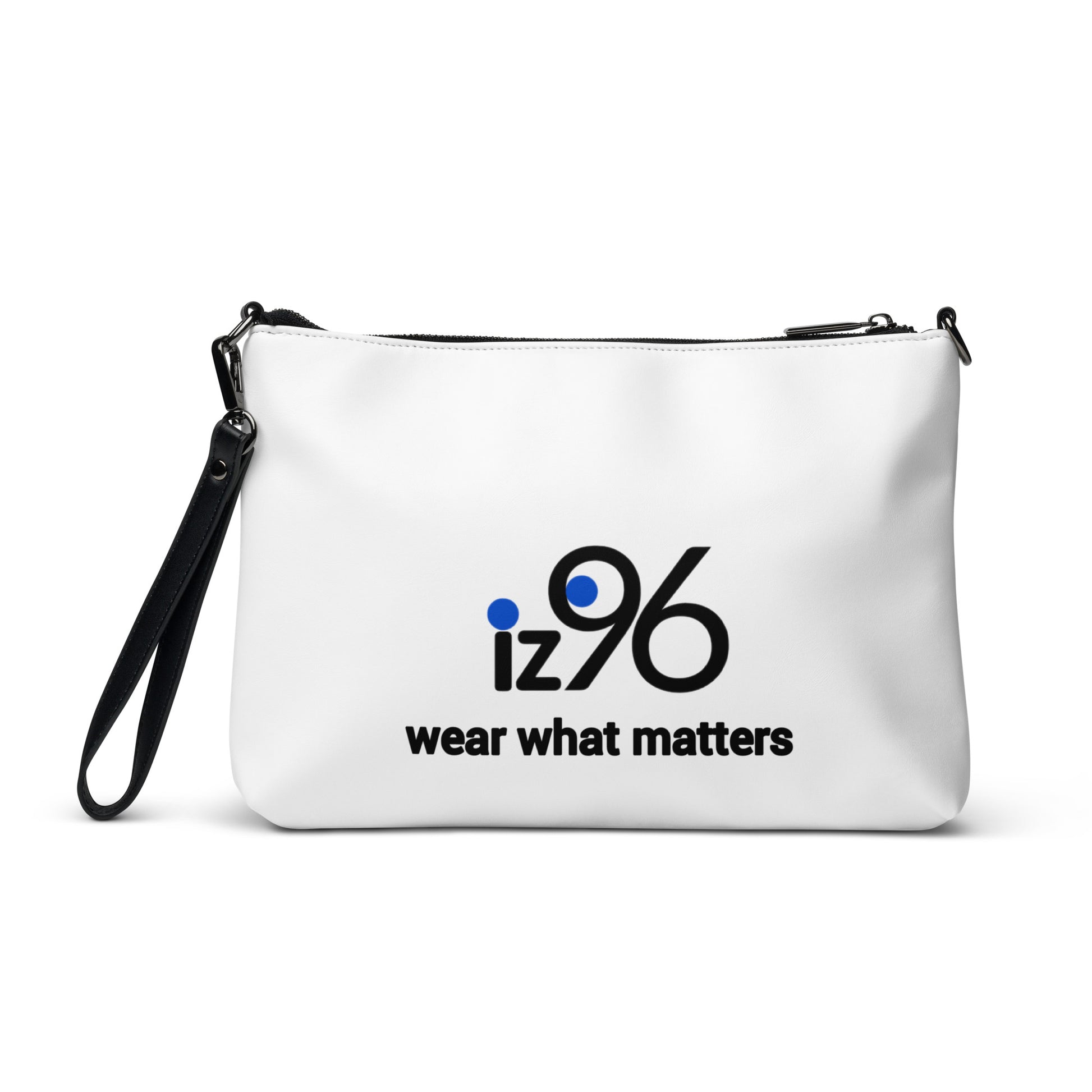 White bag with 'iz96' logo and 'wear what matters' text on a white background