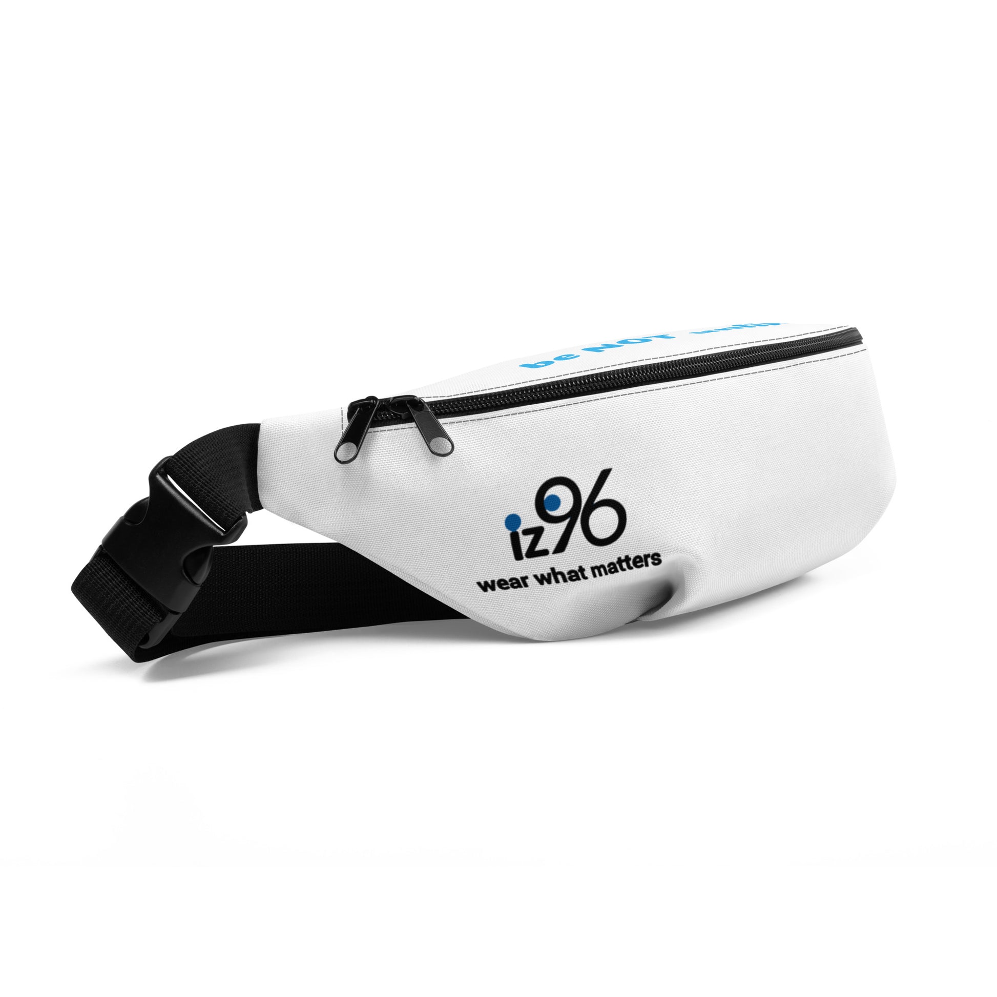 Fanny pack with 'be NOT unlikable' text and logo on a white background