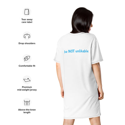 White nightshirt with features listed on a white background
