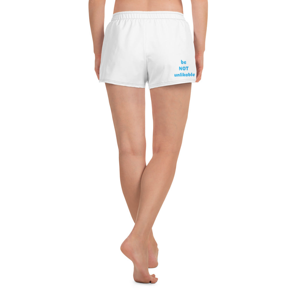 White shorts with text on a white background
