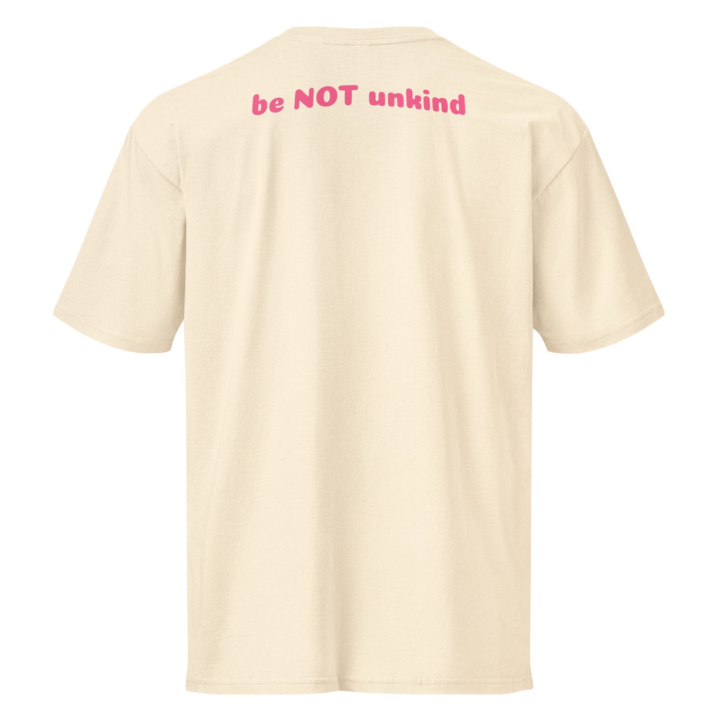vintage white t-shirt with 'be NOT unkind' text on the back against a white background