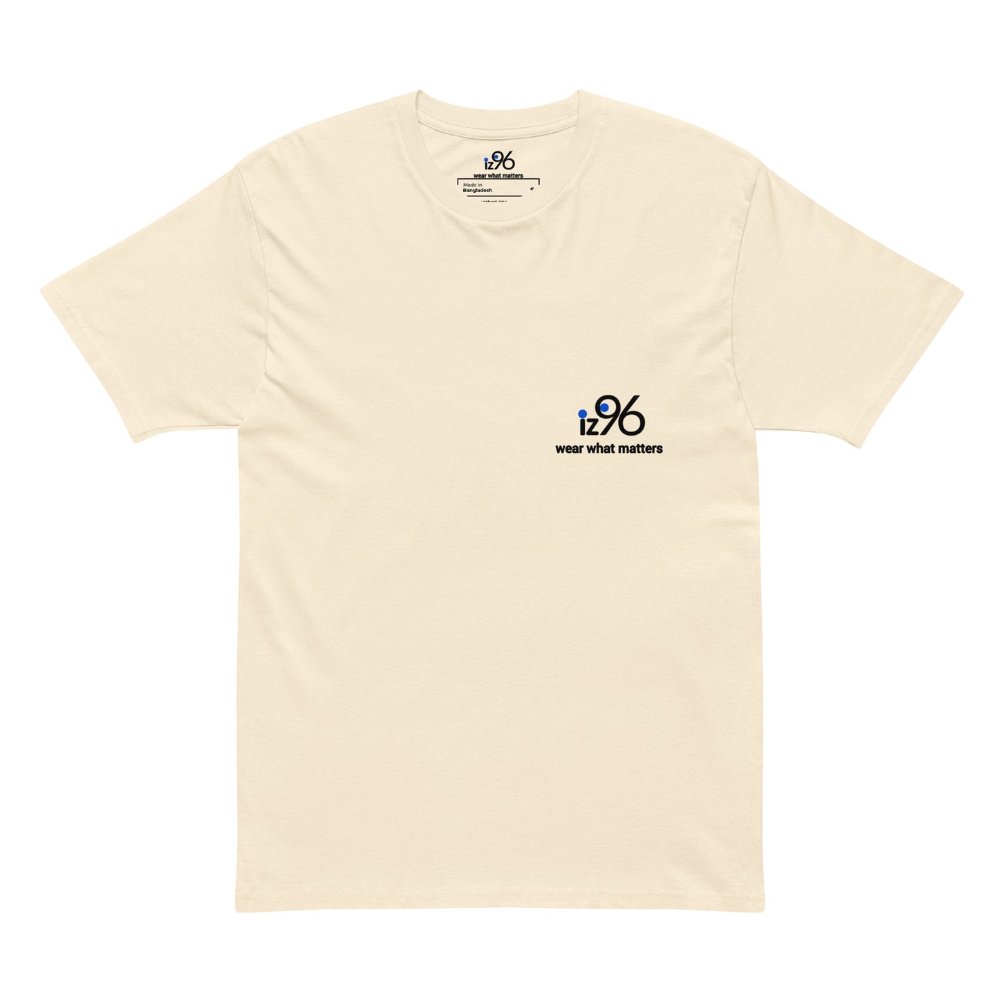 white vintage t-shirt with a logo and text on a white background