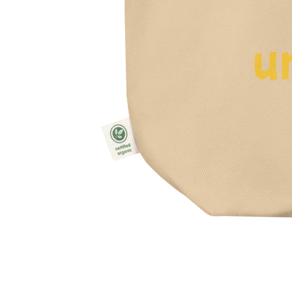 Beige product with a green organic certification label on a white background