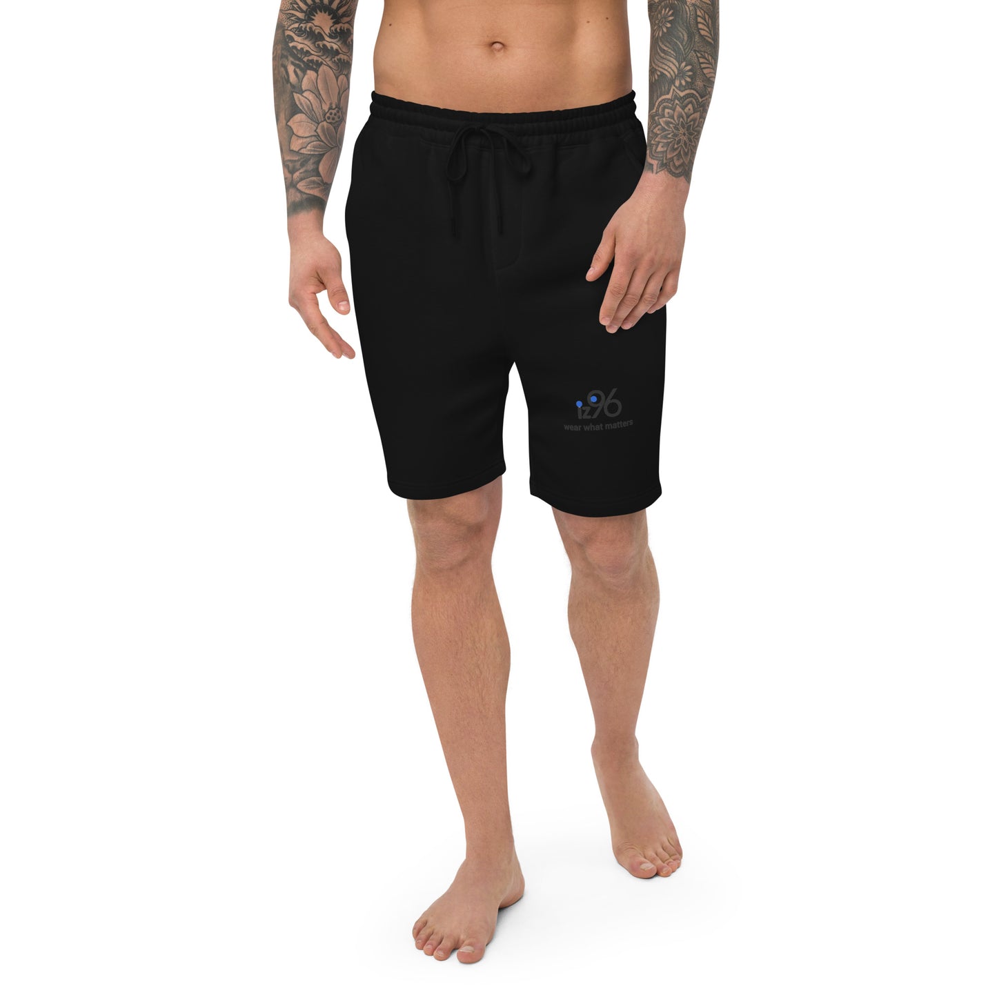 Black shorts with a logo on a white background