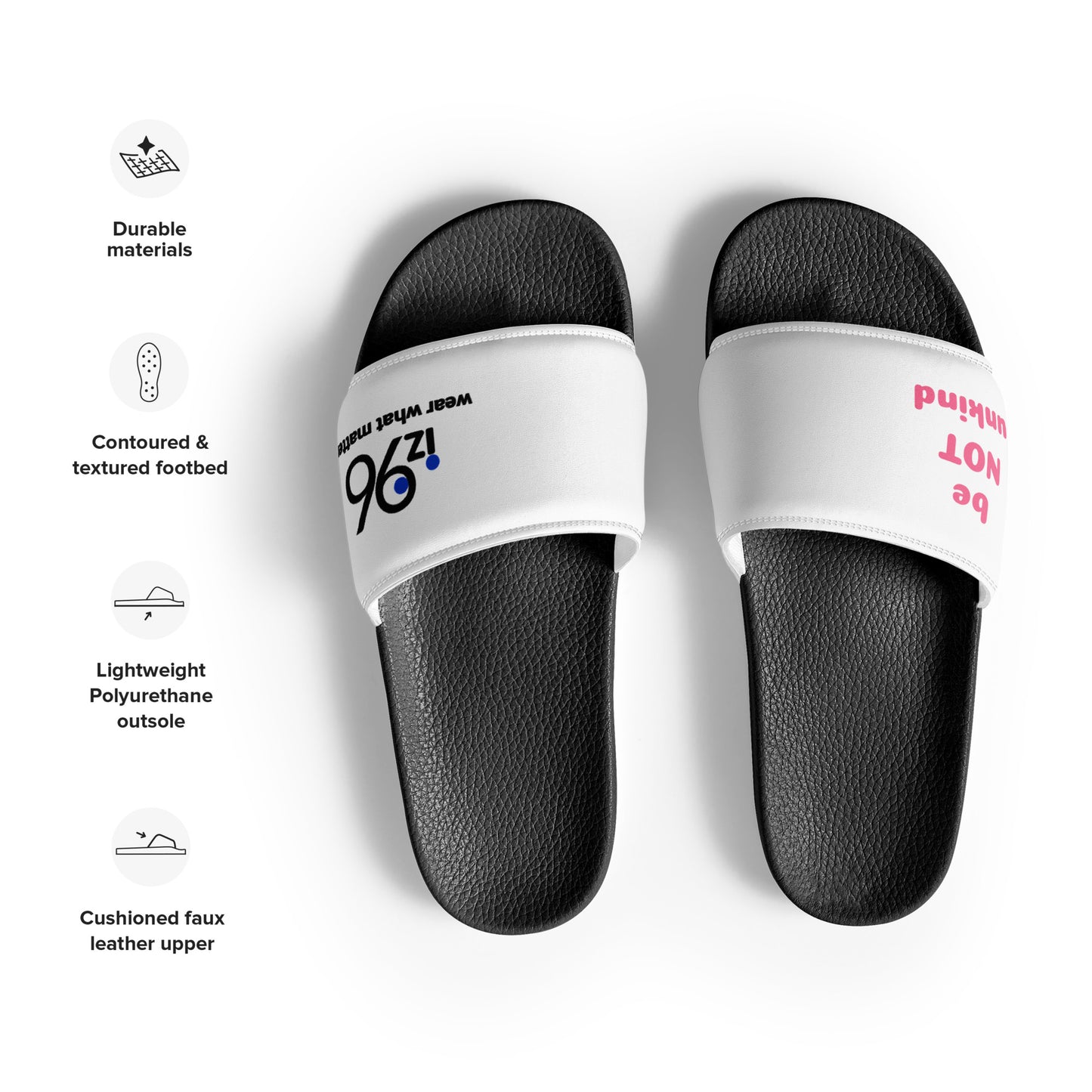 Black and white slides with a text 'be not unkind' with logo on a white background