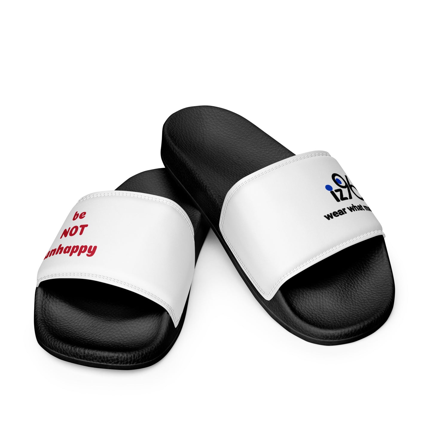 Black and white slides with a text and logo design on a white background