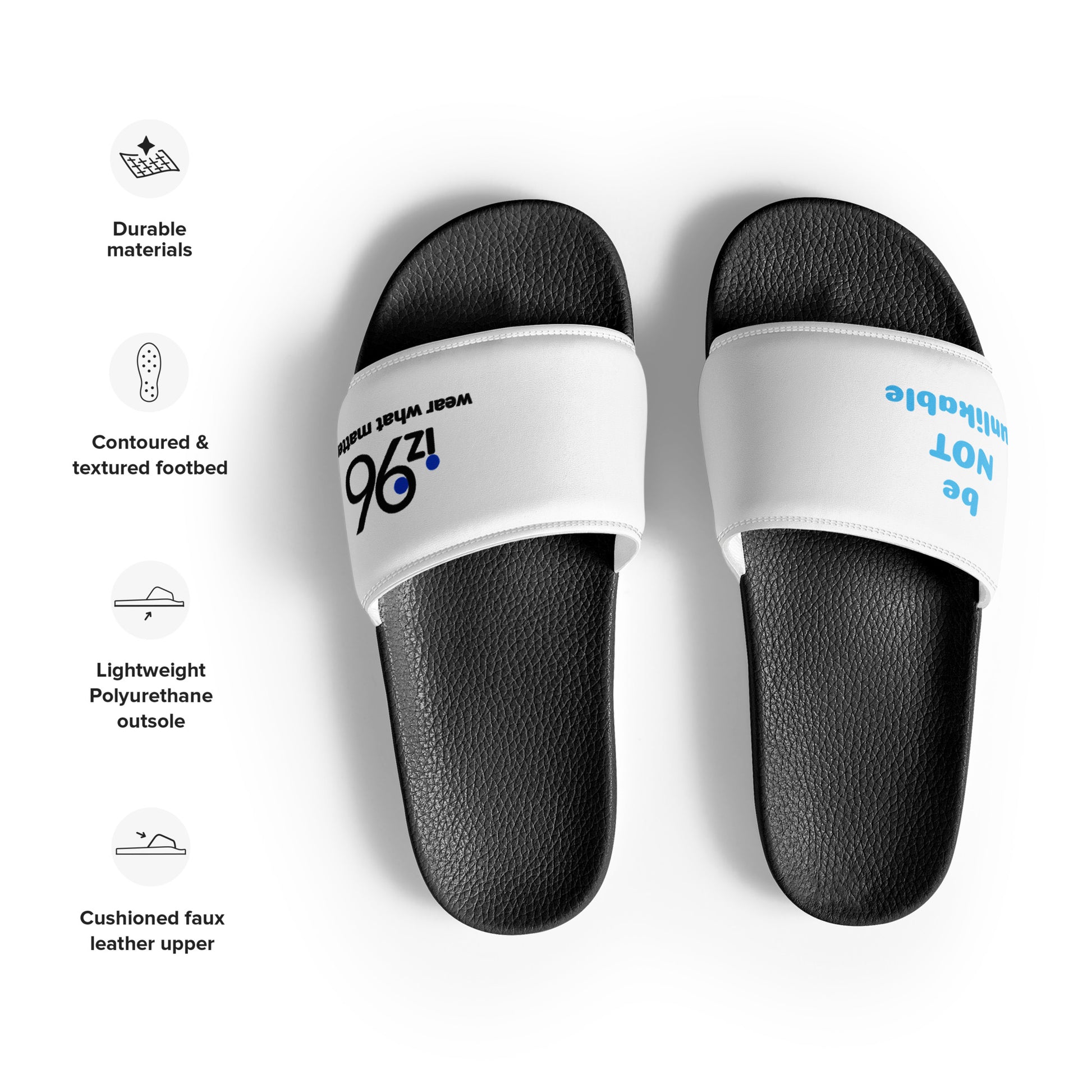 Black and white slides with text on a white background