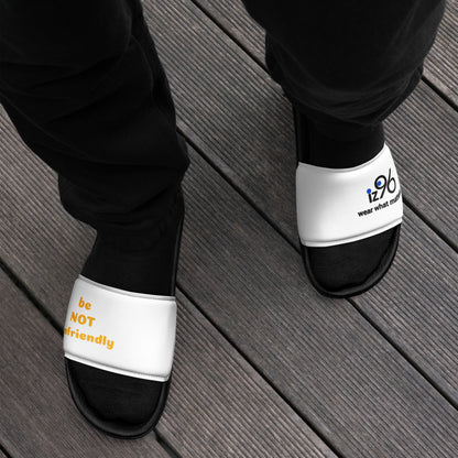 Black and white slides with text on a wooden floor