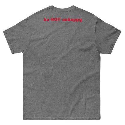 Gray t-shirt with brand logo on the back against a white background