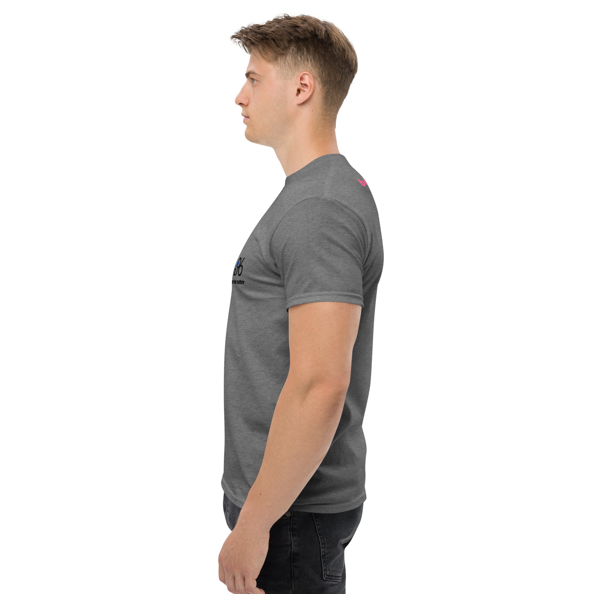Man wearing a t-shirt on a white background