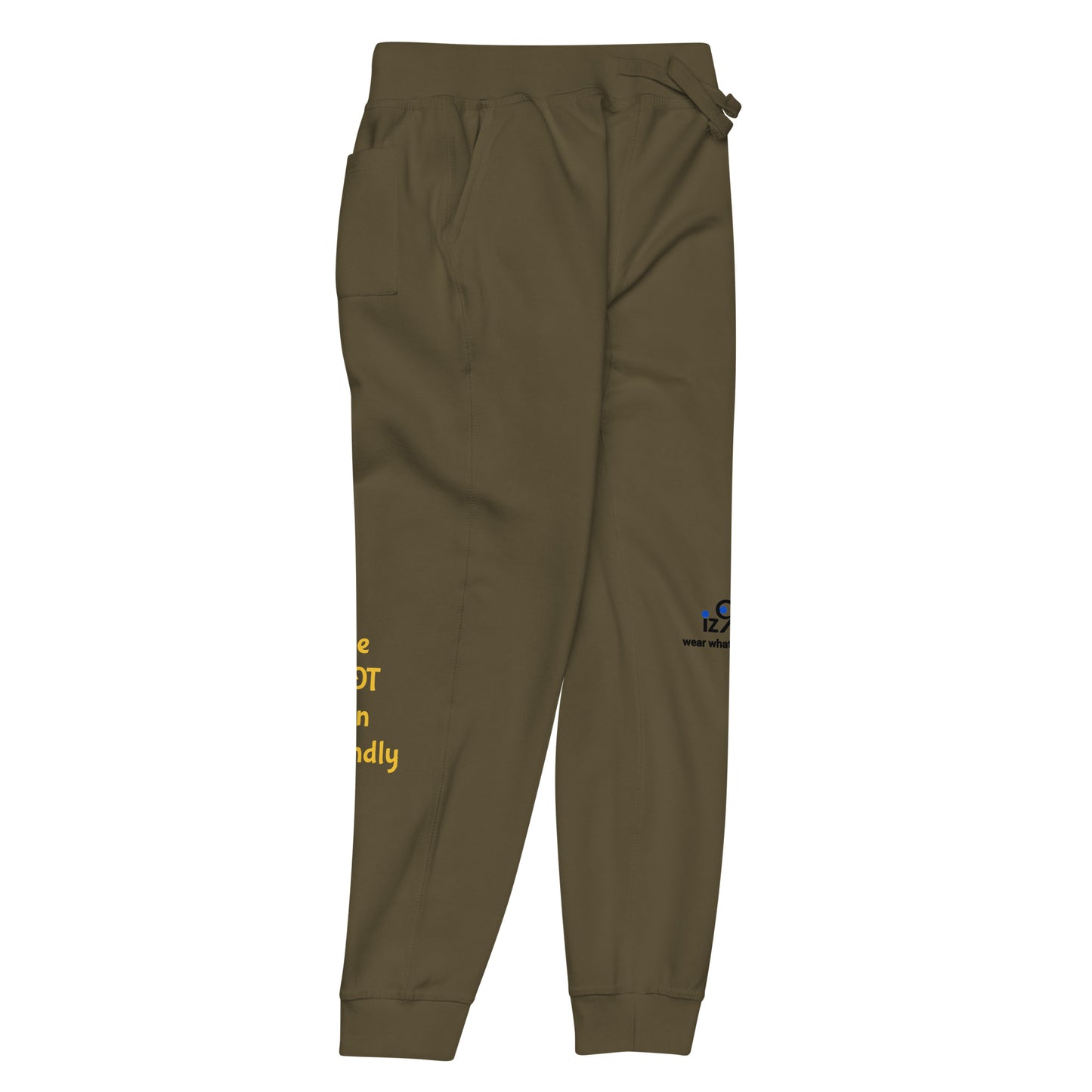military green sweatpants on a white background