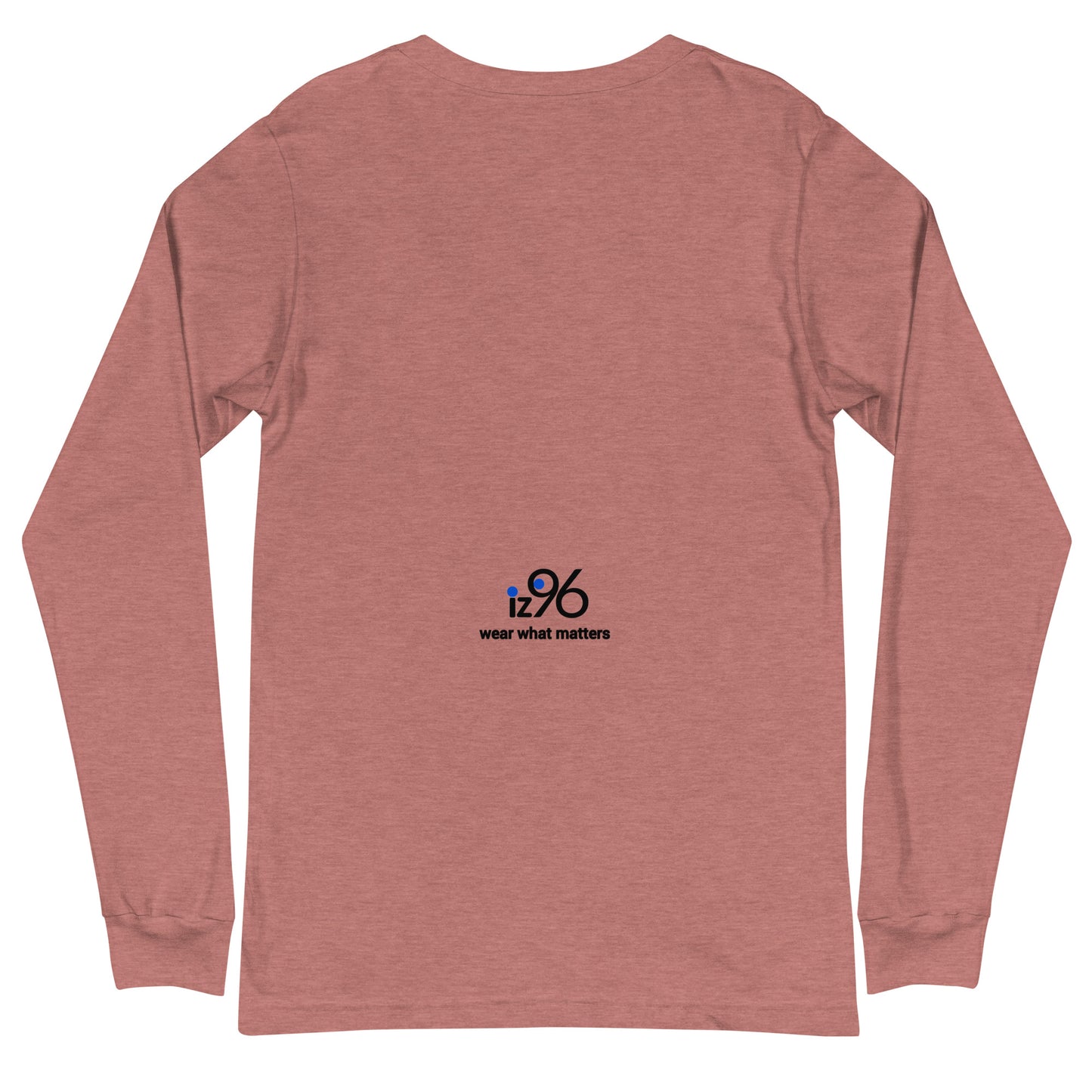 Mauve long-sleeve shirt with a logo on the back against a white background