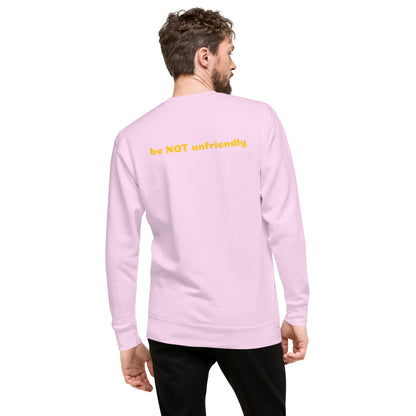 Man wearing a lavender long-sleeve shirt on a white background