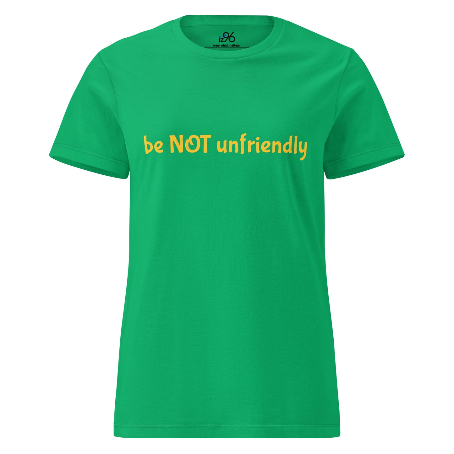 Green t-shirt with motivational quote on a white background