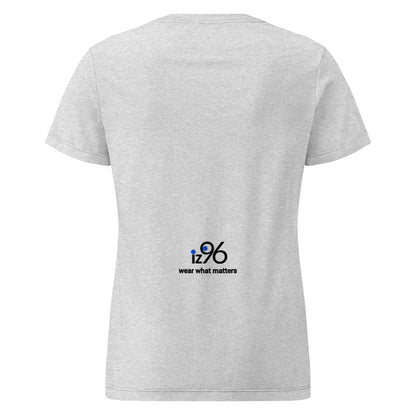 Gray t-shirt with 'iz96' logo and text on the back against a white background