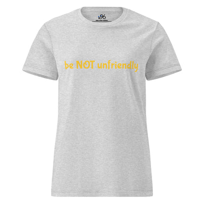 Gray t-shirt with graphic design and text on a white background