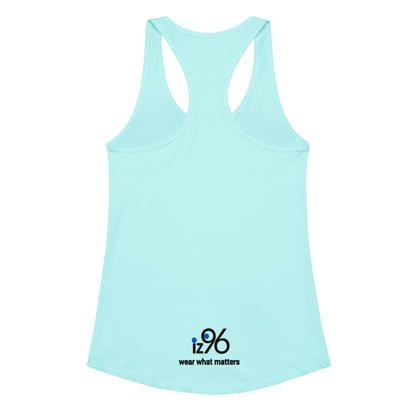 Light blue tank top with 'iz96 wear what matters' logo on a white background