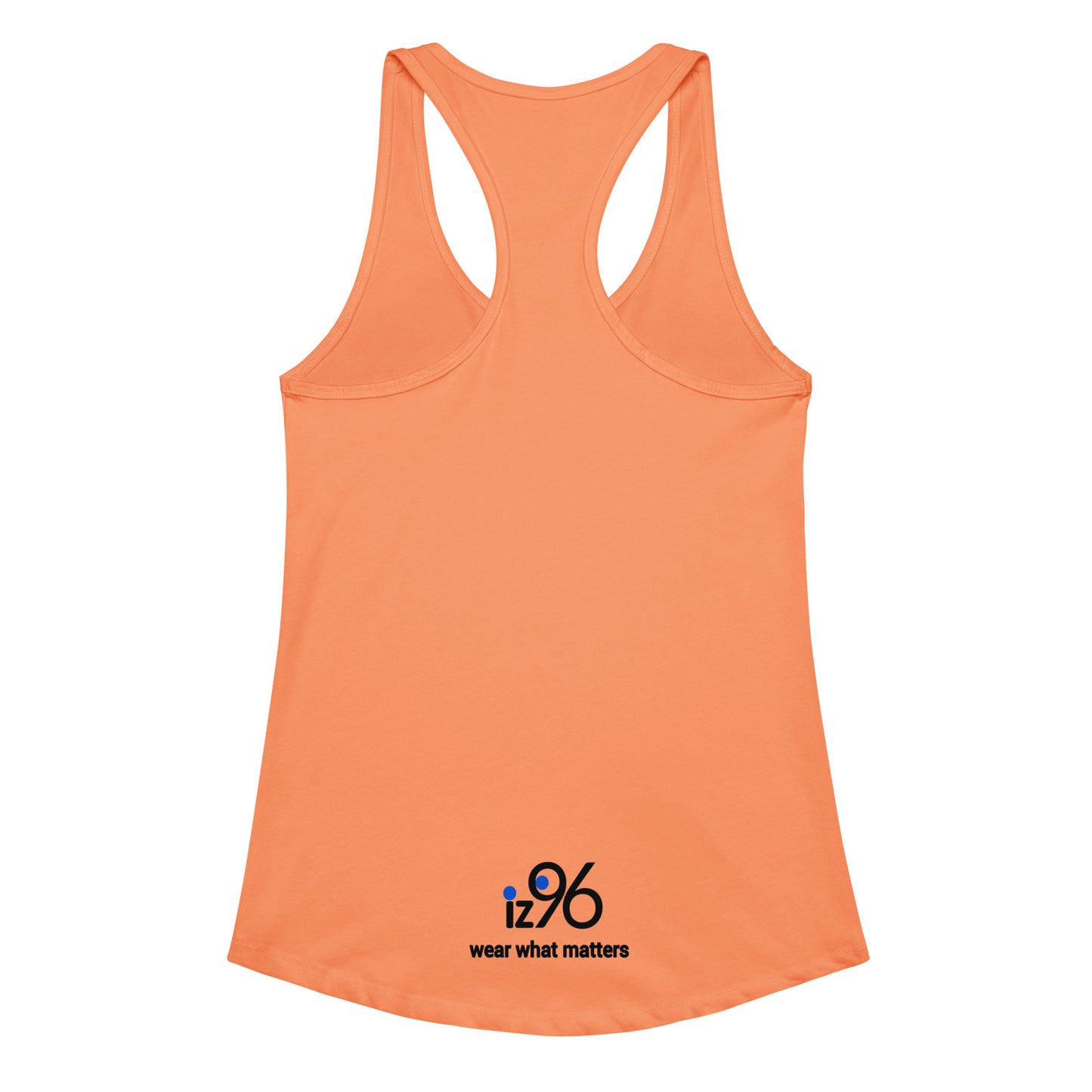 light orange tank top with 'iz96 wear what matters' logo on a white background