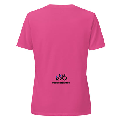 Pink t-shirt with a logo on the back