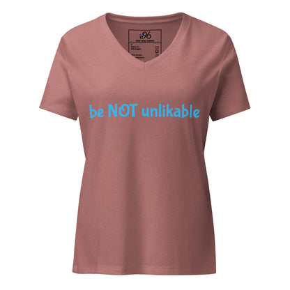 Pink t-shirt with 'be NOT unlikable' text on a white background