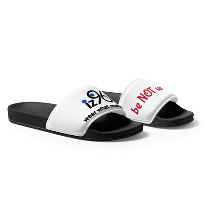 White slides with text and logos on a white background