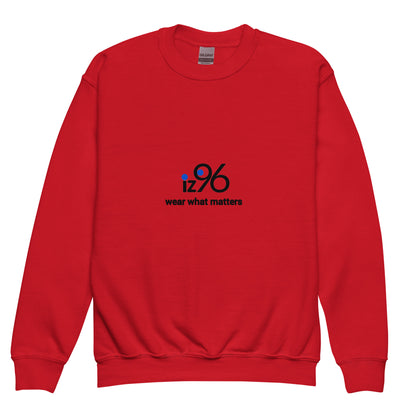 Red sweatshirt with 'iz96 wear what matters' logo on a white background