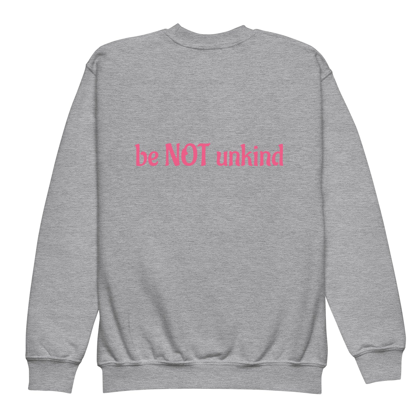 Blue sweatshirt with text on the back against a white background