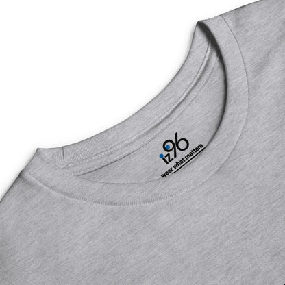 Gray t-shirt with 'iz96' logo and text on a white background