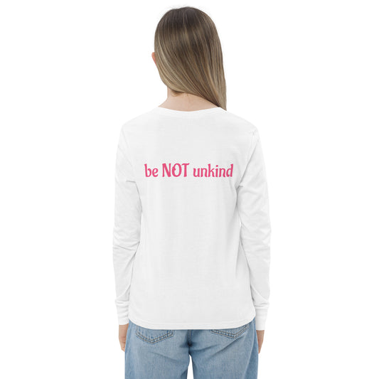 Person wearing a white long-sleeve shirt and blue jeans on a white background